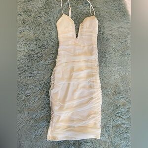 Animari Elegant Off White Ruched Dress